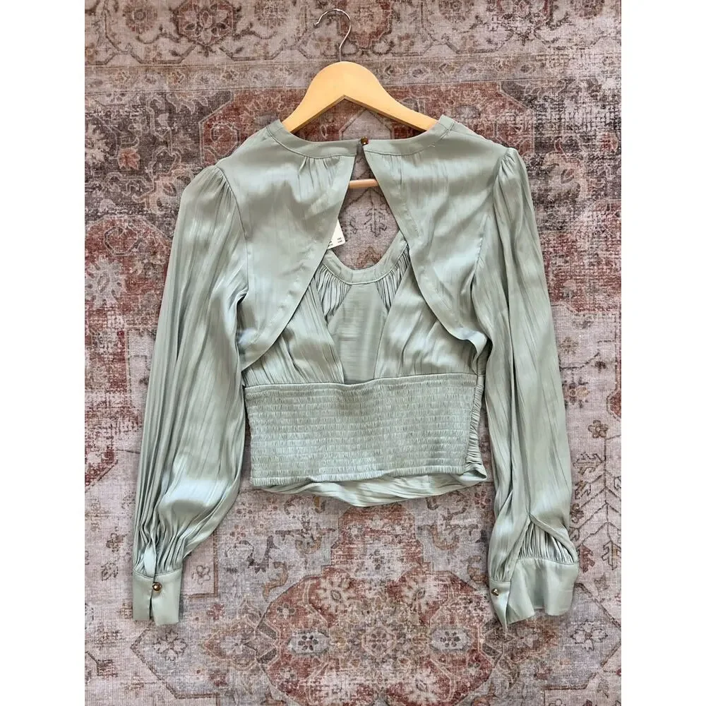 By Athropologie Blouson Sleeve Blouse Top Womens Size XXS NWT - Picture 9 of 10